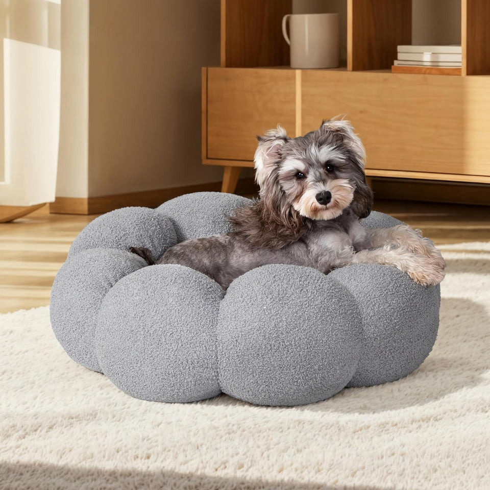 Cloud Soft Flower Pet Bed — plush, machine-washable cat and dog bed with calming raised rim