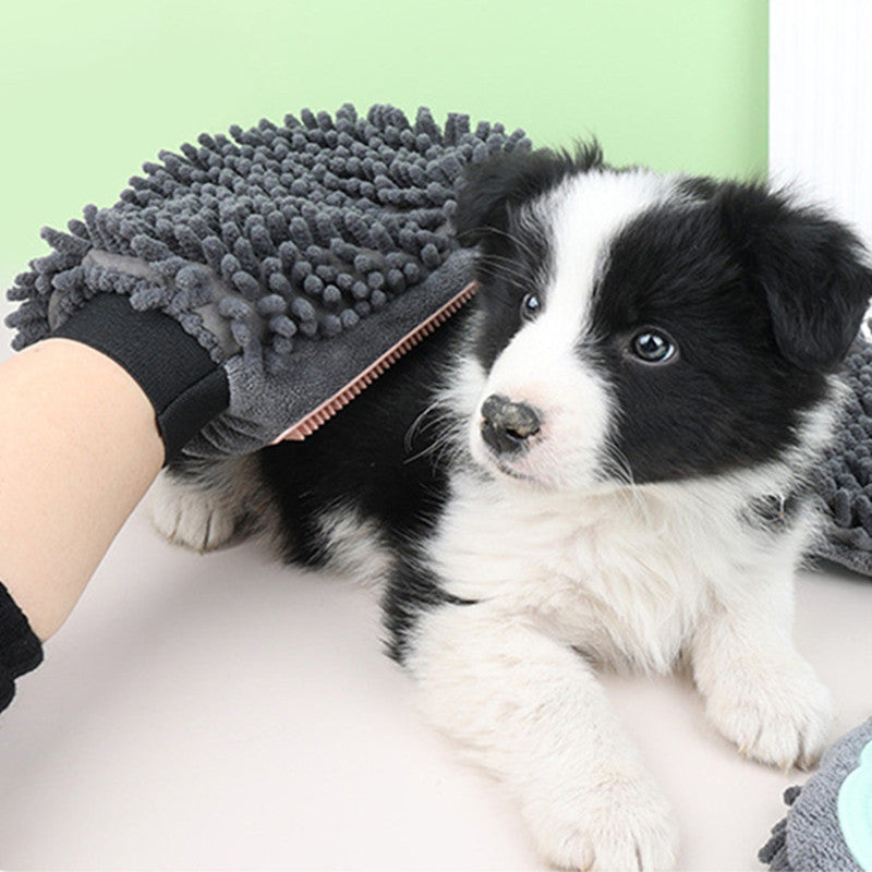 Double-Sided Pet Grooming Glove — silicone massage and deshedding glove for dogs and cats