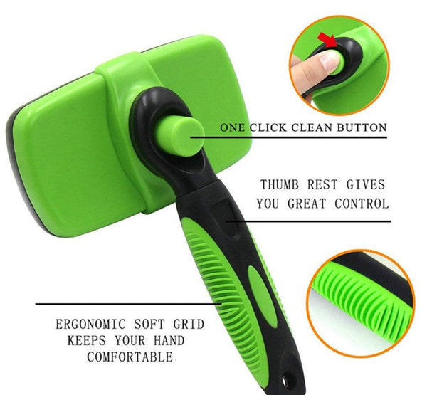 Self-Cleaning Pet Hair Brush - one-click release