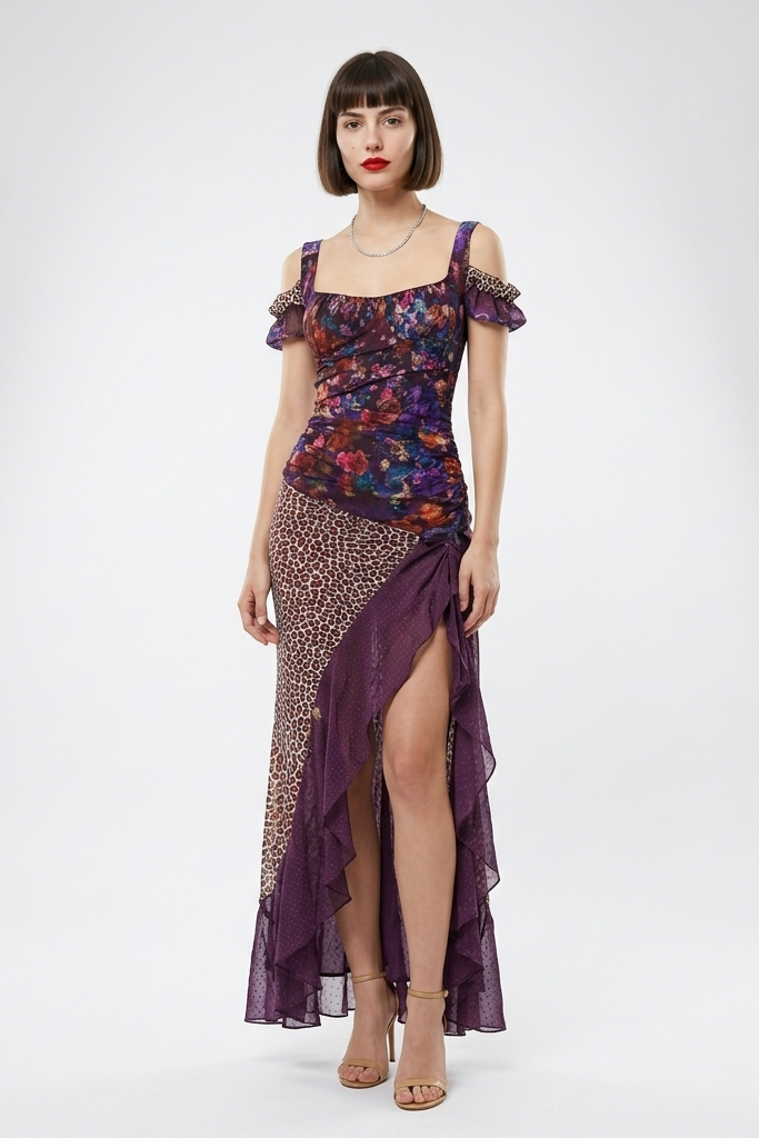 Patchwork Sleeveless Maxi Dress